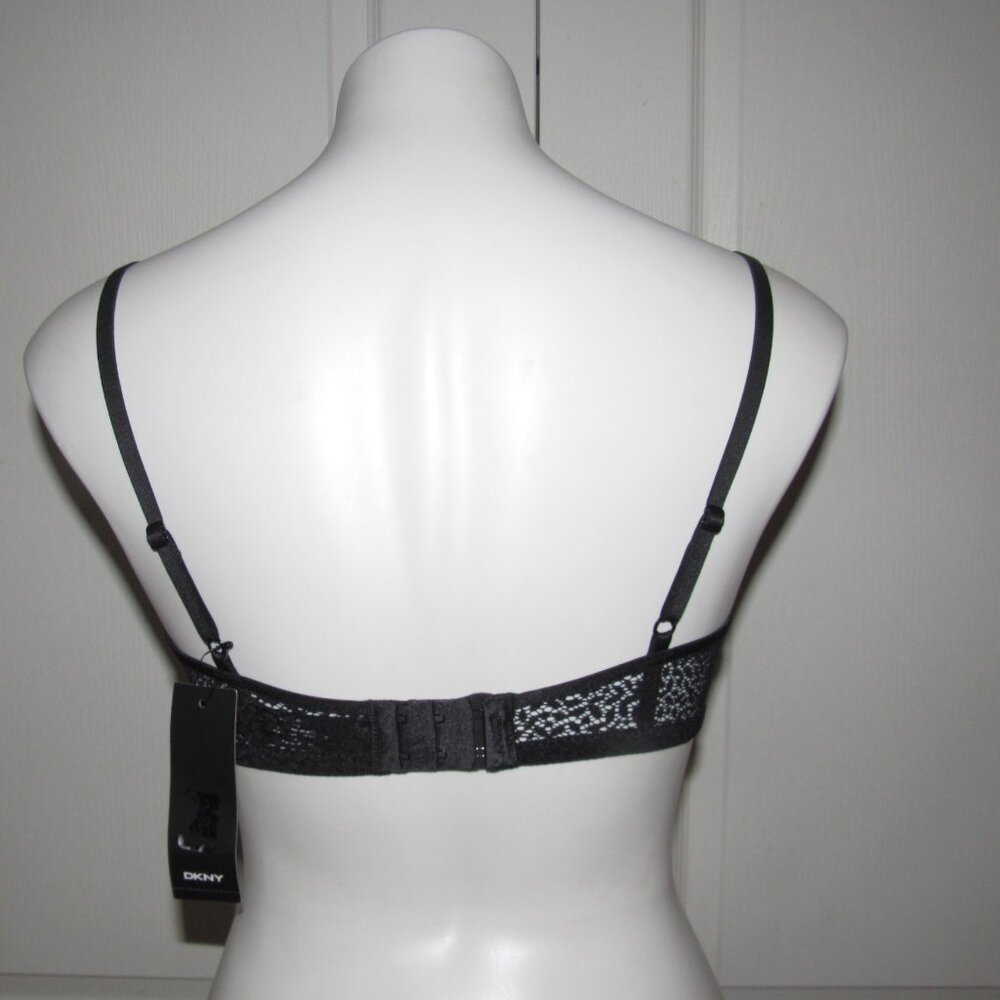 NWT DKNY Modern Lace Unlined Demi Bra 32DD Black Sheer Mesh Underwire - Picture 4 of 9
